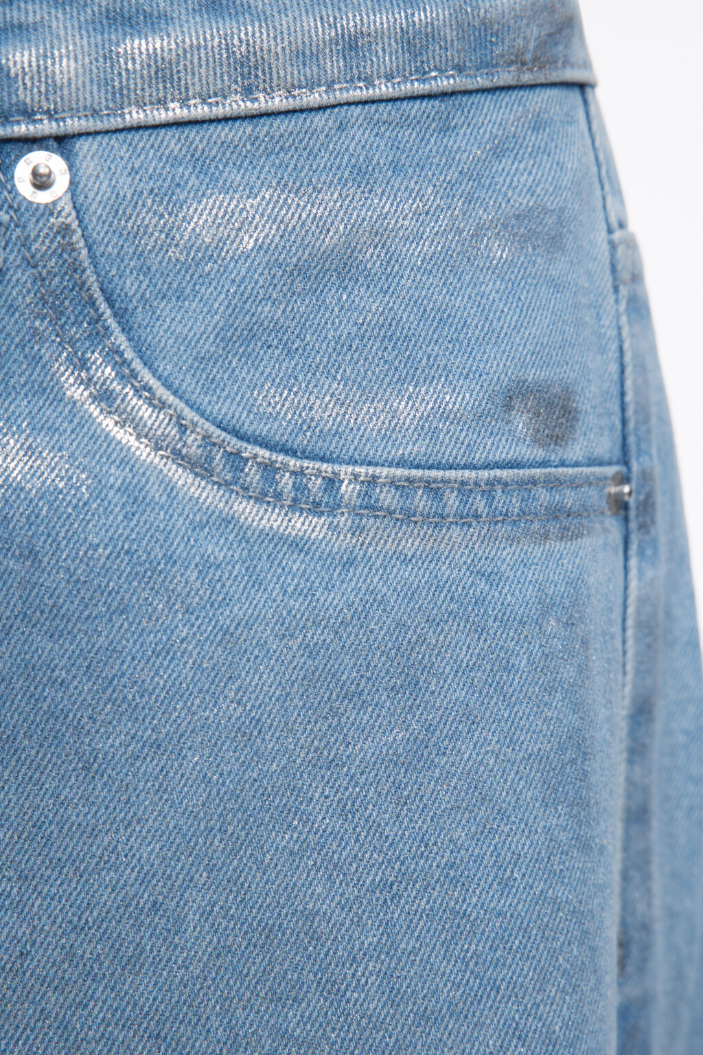 Джинсы широкие с серебристым покрытием - цвет серый - 9