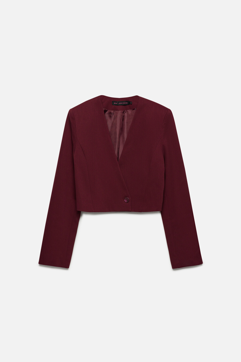 Пиджак укороченный однобортный с V-вырезом - цвет бордовый - 9