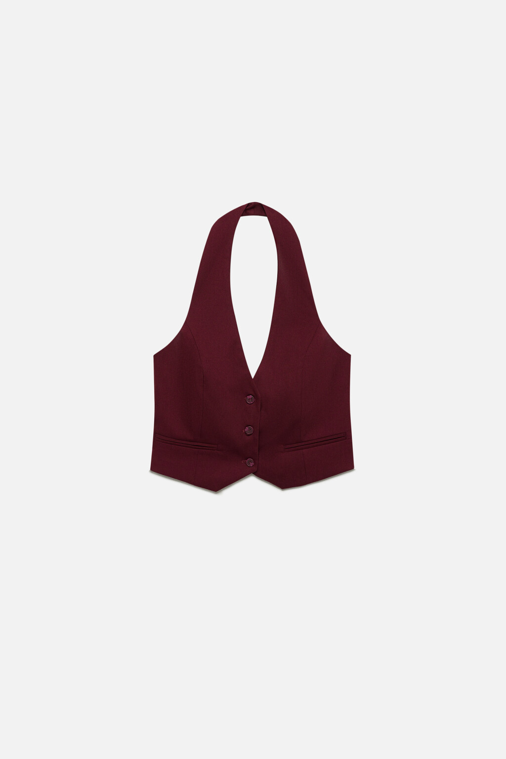 Жилет укороченный костюмный с открытыми плечами - цвет бордовый - 8