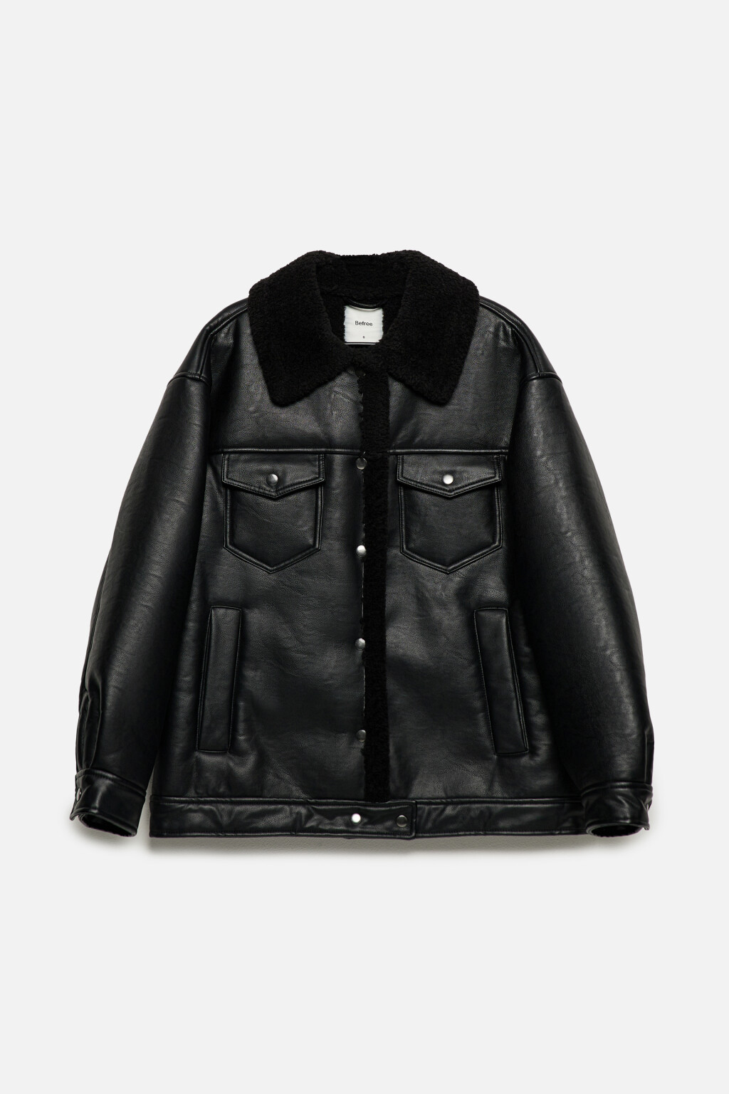 Куртка-дубленка утепленная с меховым воротником - цвет черный - 12