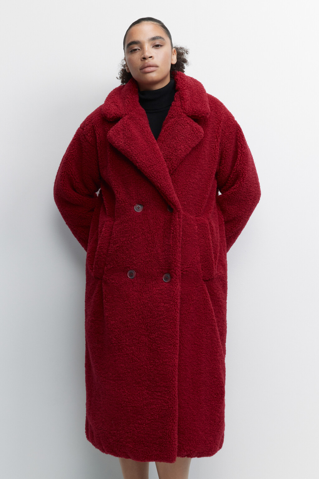 Шуба oversize длинная из искусственного меха - цвет красный - 2