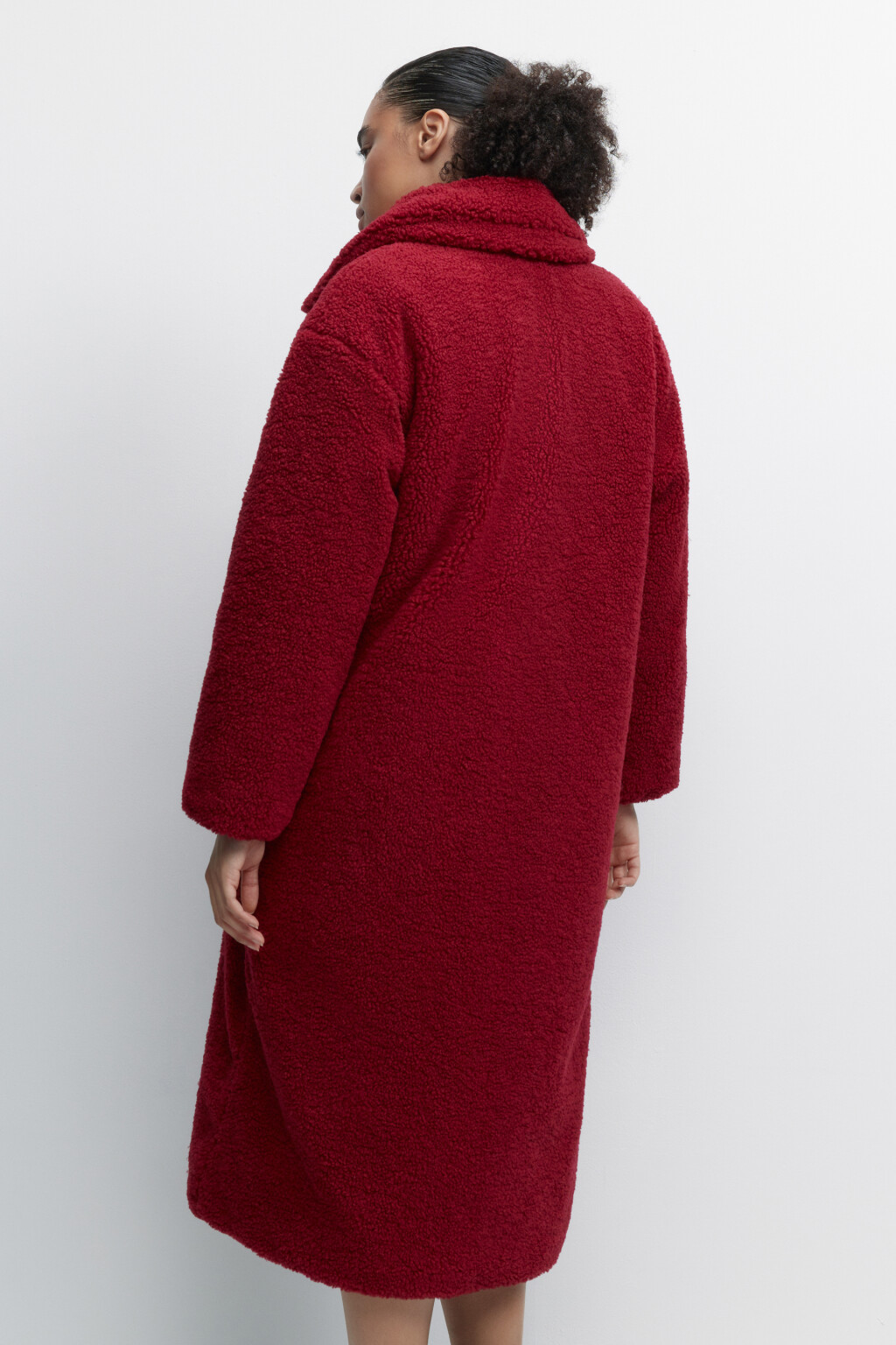 Шуба oversize длинная из искусственного меха - цвет красный - 4