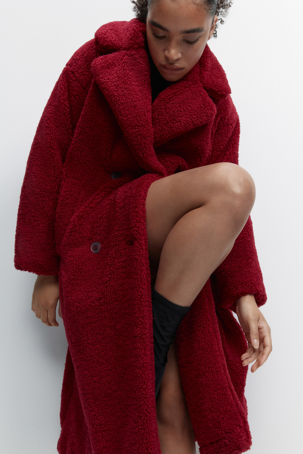 Шуба oversize длинная из искусственного меха - цвет красный - 8