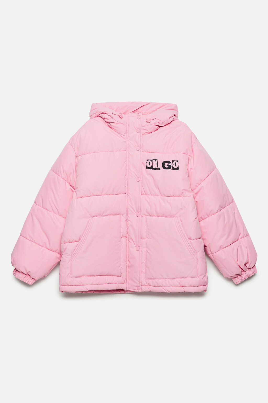 Куртка oversize короткая утепленная с капюшоном - цвет розовый - 9