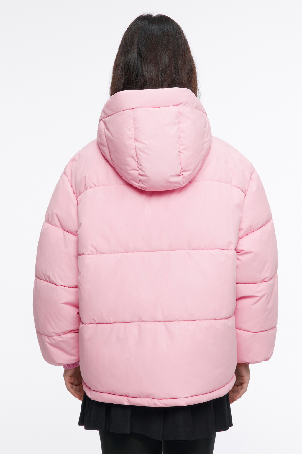 Куртка oversize короткая утепленная с капюшоном - цвет розовый - 4
