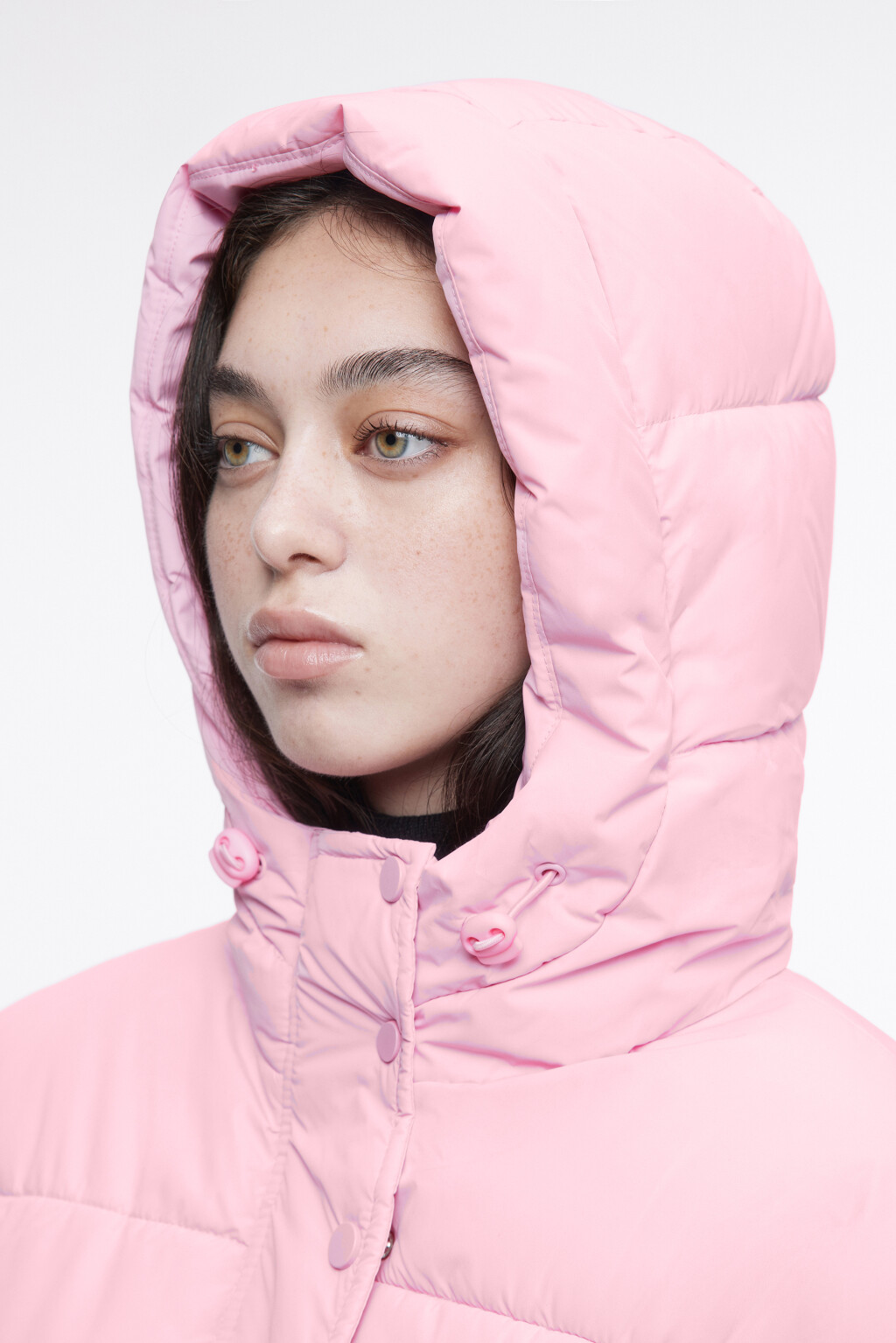 Куртка oversize короткая утепленная с капюшоном - цвет розовый - 7