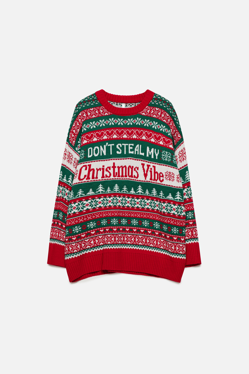 Свитер oversize с рождественским принтом - цвет красный - 7