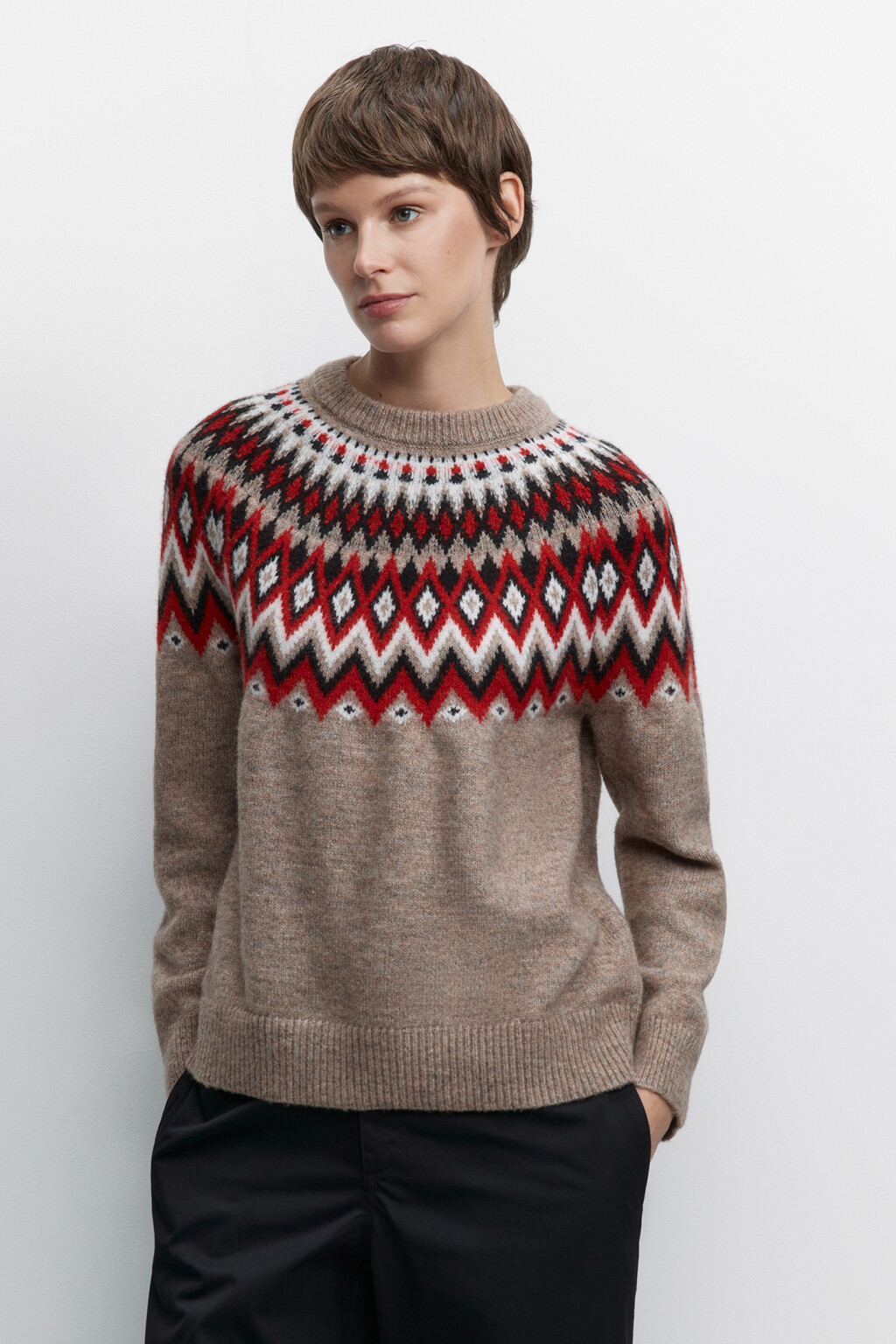 Джемпер с принтом в стиле лопапейса - цвет бежевый - 2