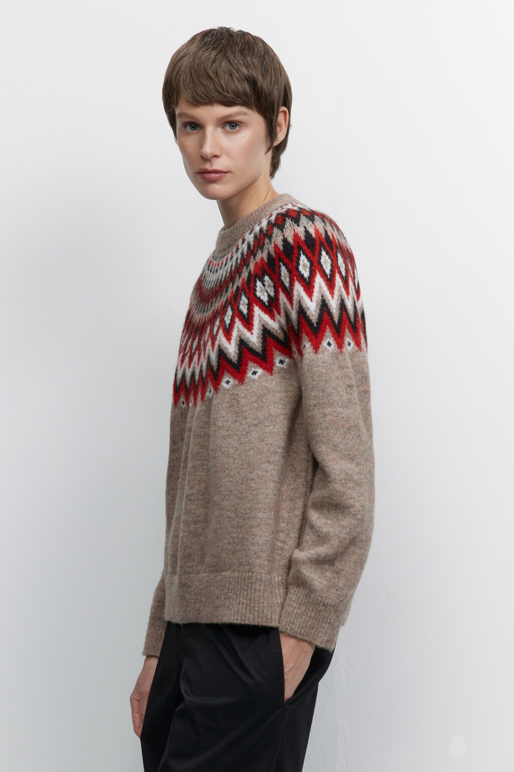 Джемпер с принтом в стиле лопапейса - цвет бежевый - 3