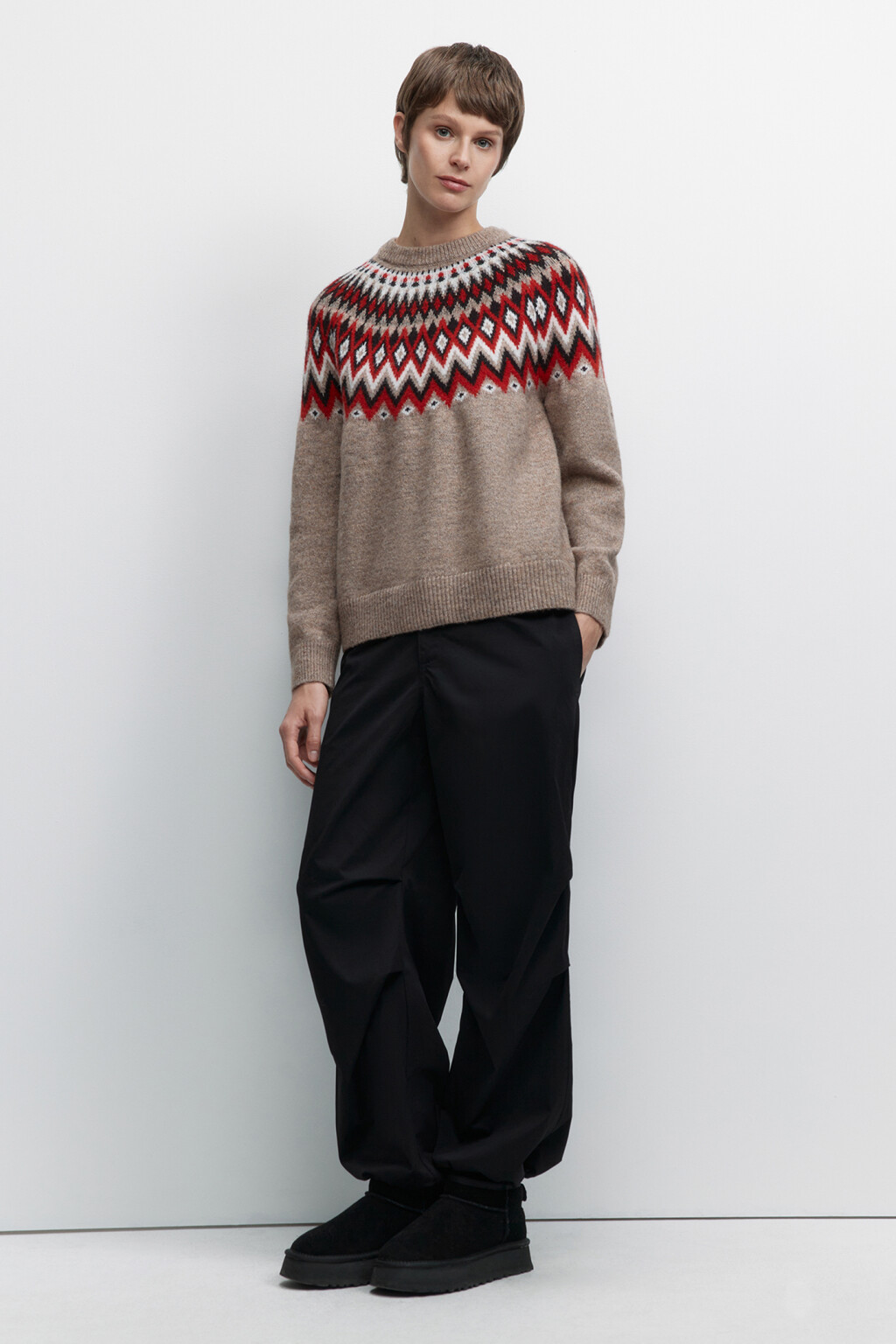 Джемпер с принтом в стиле лопапейса - цвет бежевый - 5