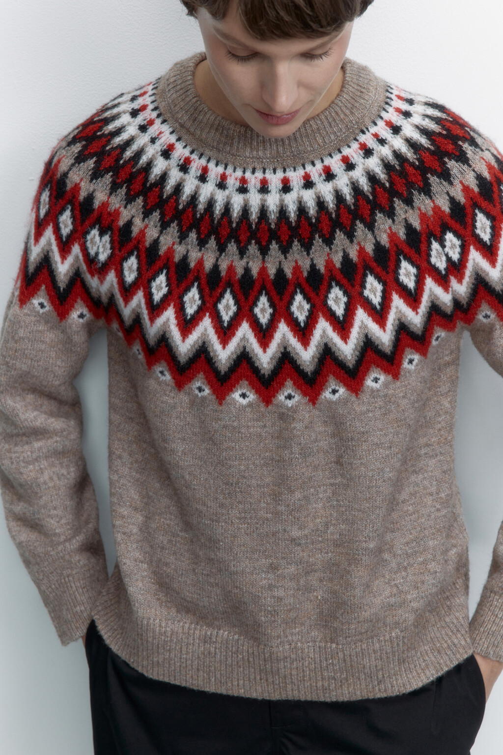 Джемпер с принтом в стиле лопапейса - цвет бежевый - 1