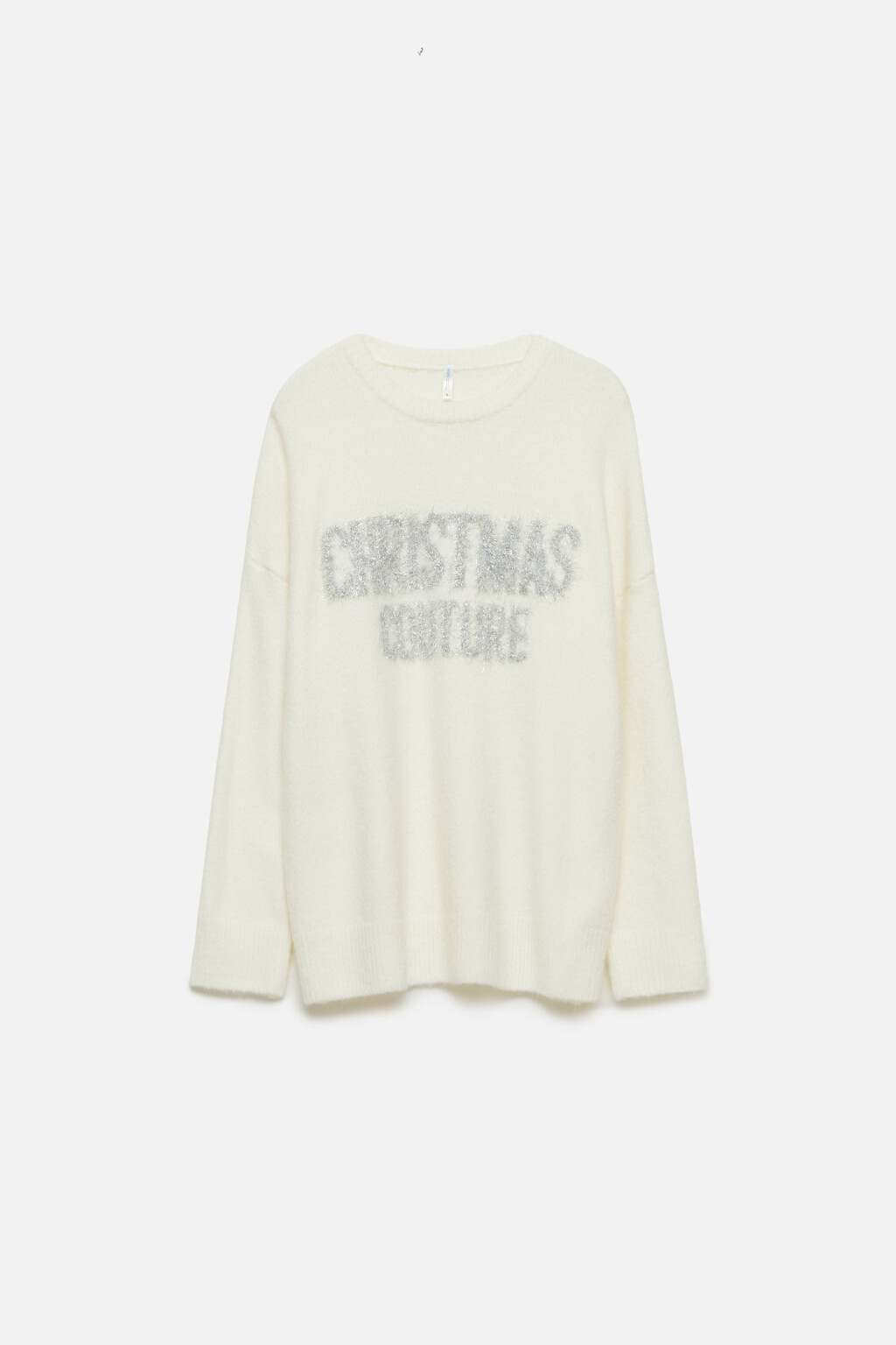 Джемпер oversize вязаный с принтом-надписью - цвет бежевый - 10