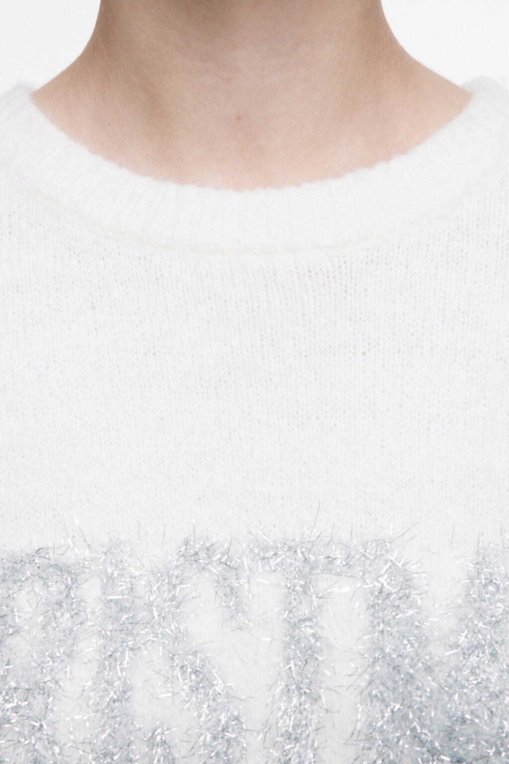 Джемпер oversize вязаный с принтом-надписью - цвет бежевый - 7