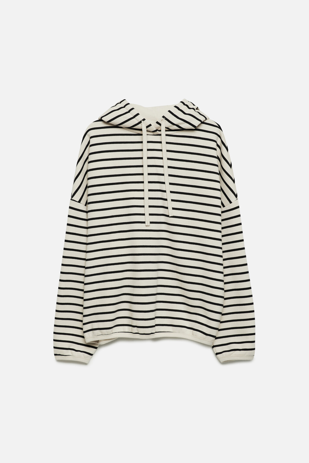 Худи oversize утепленная в полоску с капюшоном - цвет черный - 7