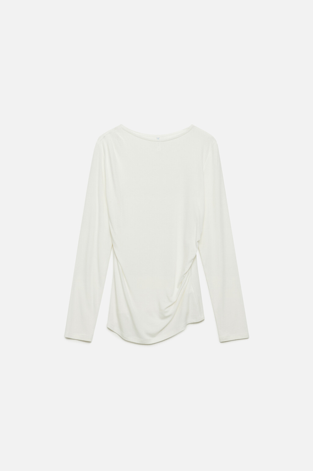 Лонгслив вискозный с драпировкой по бокам - цвет бежевый - 10