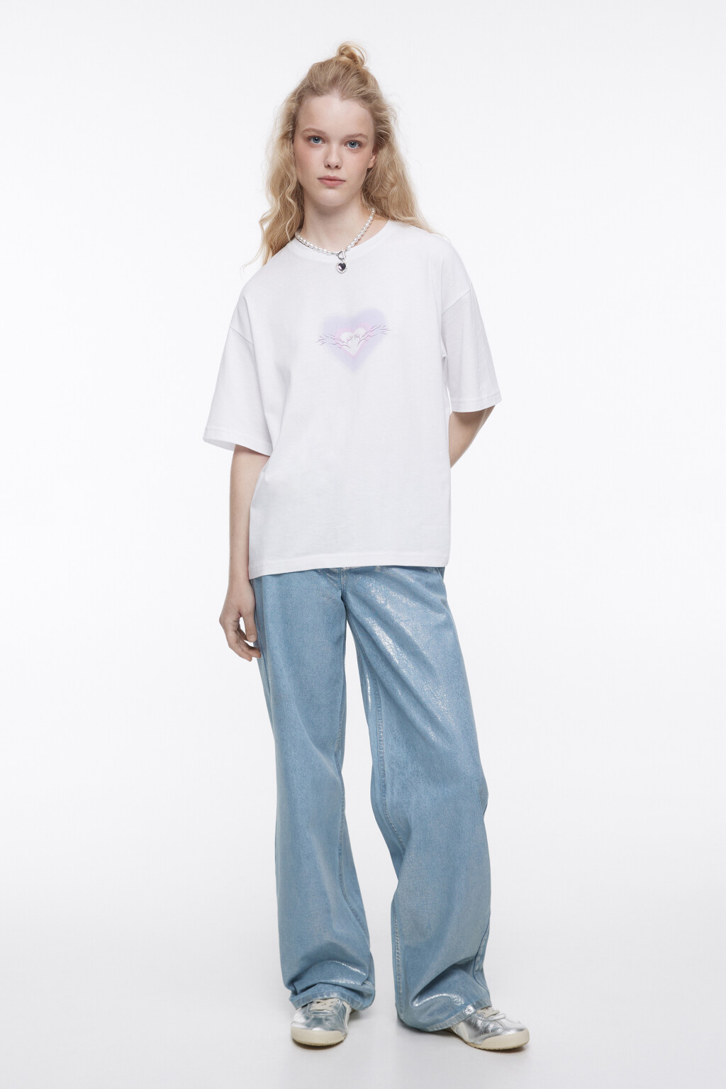 Футболка oversize хлопковая с принтом - цвет белый - 5