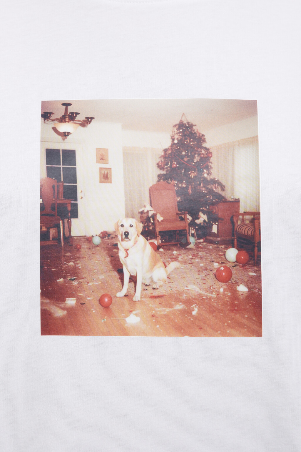 Футболка свободная с новогодним принтом - цвет белый - 5