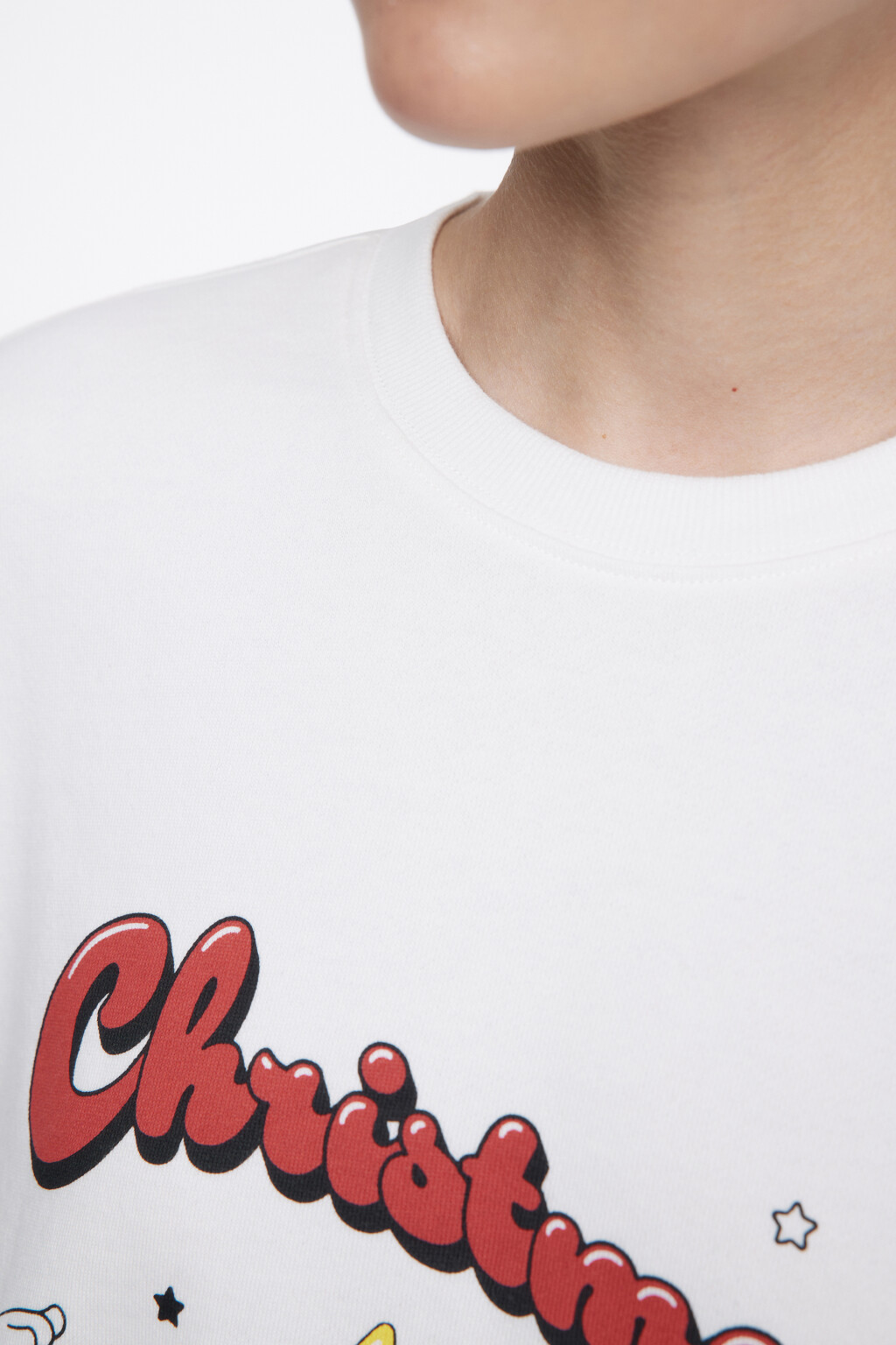 Свитшот утепленный с рождественским принтом - цвет белый - 7