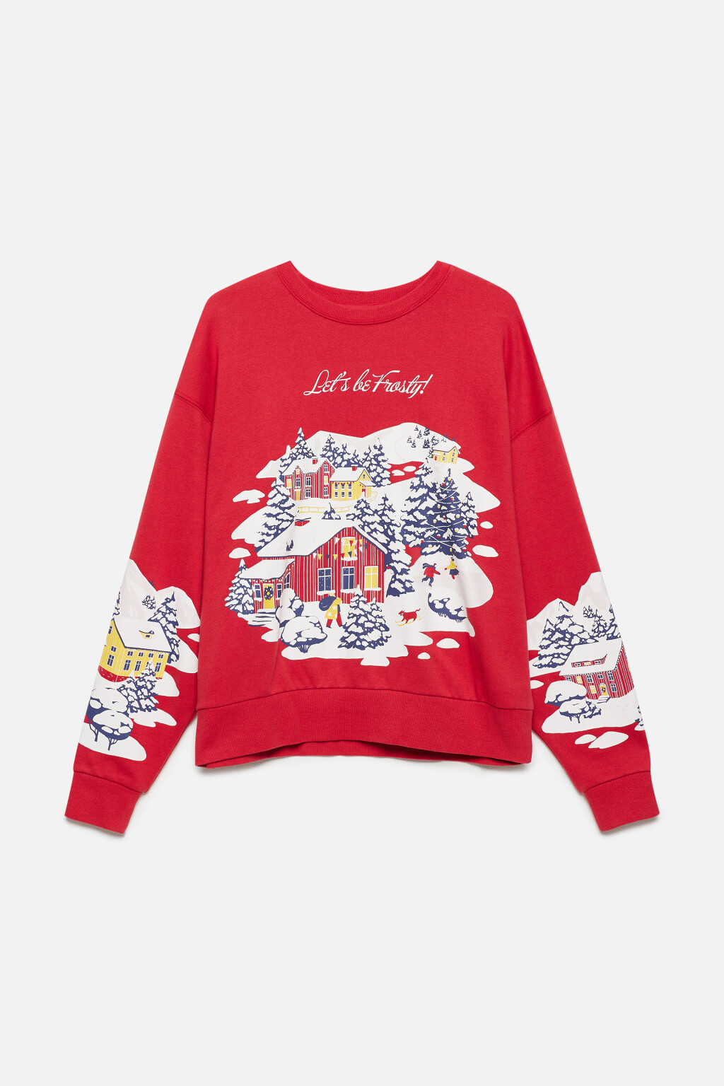 Свитшот утепленный с рождественским принтом - цвет красный - 8