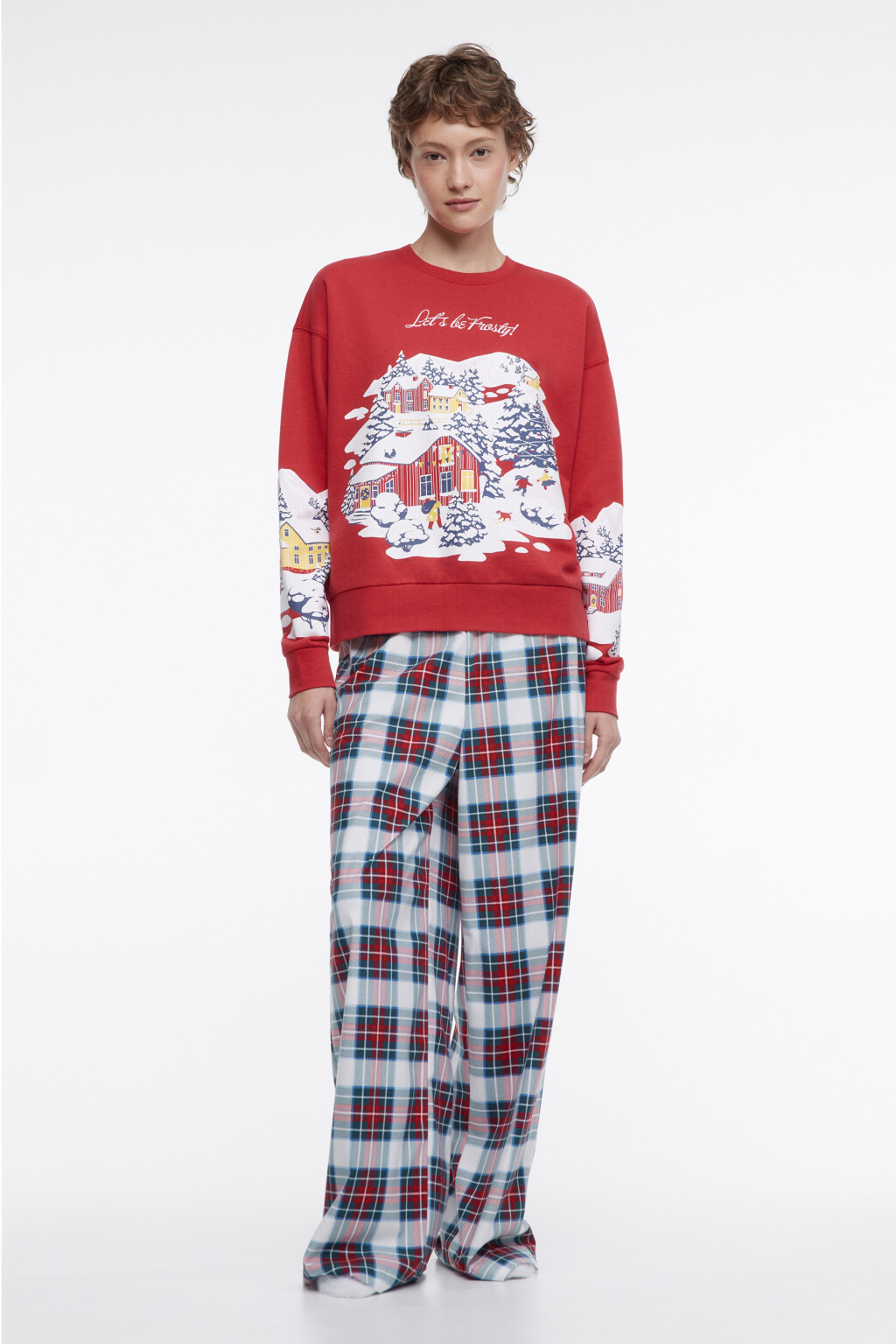 Свитшот утепленный с рождественским принтом - цвет красный - 2