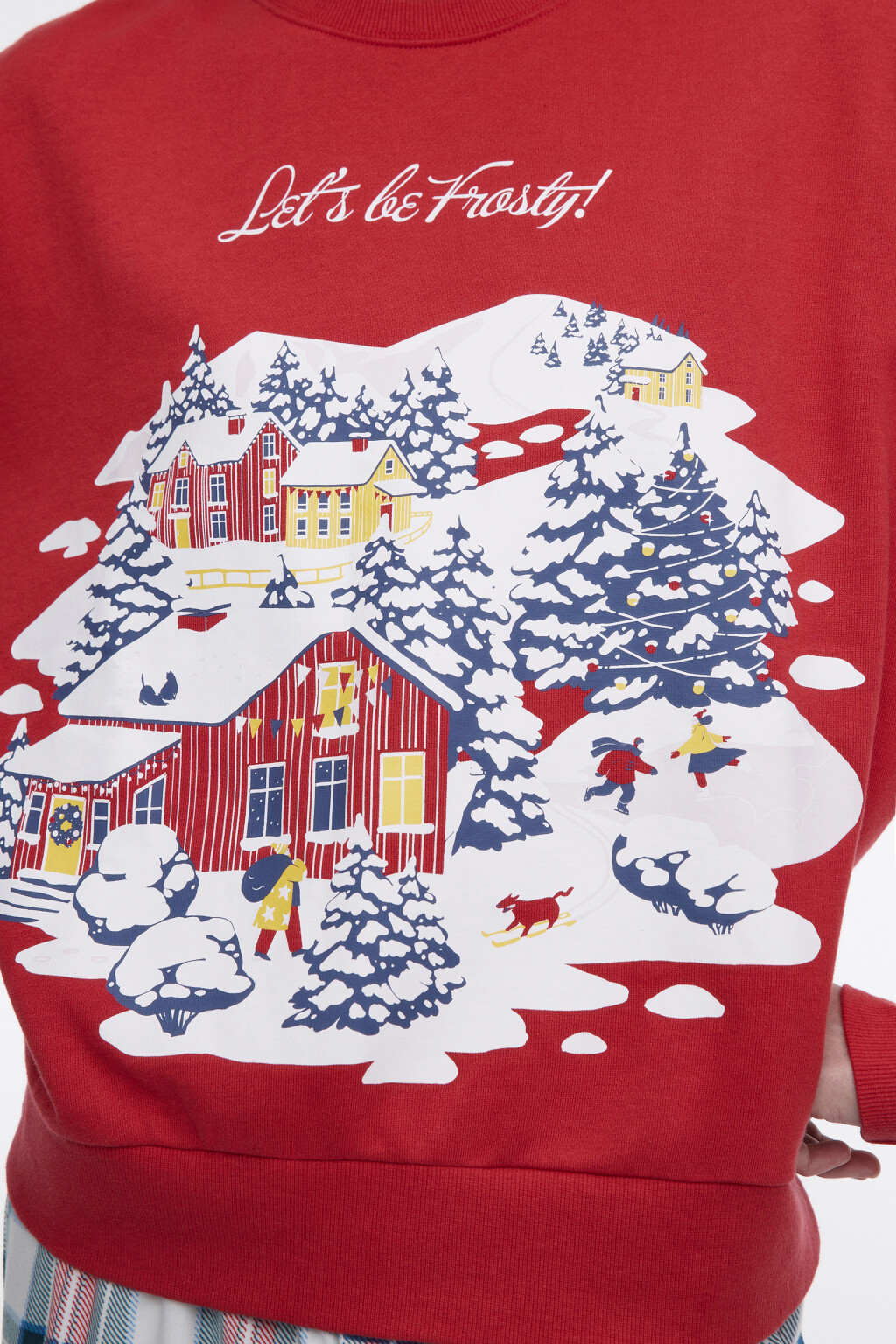 Свитшот утепленный с рождественским принтом - цвет красный - 6