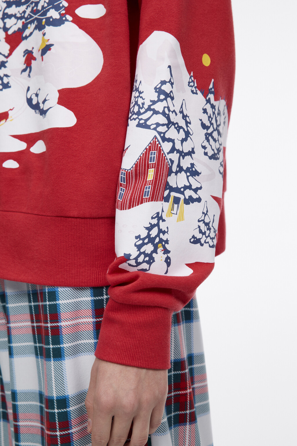 Свитшот утепленный с рождественским принтом - цвет красный - 7
