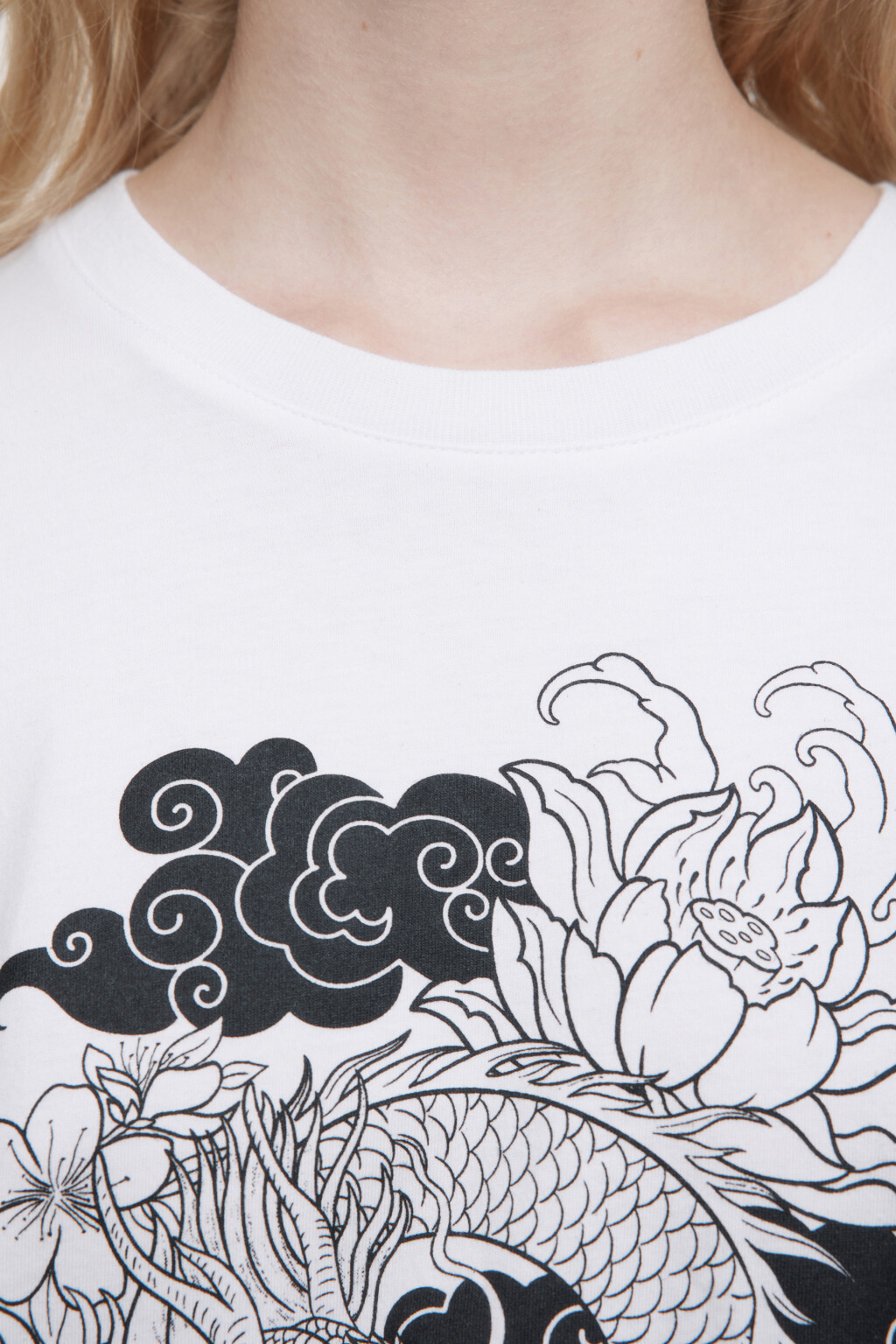 Футболка oversize с драконом и надписью - цвет белый - 6