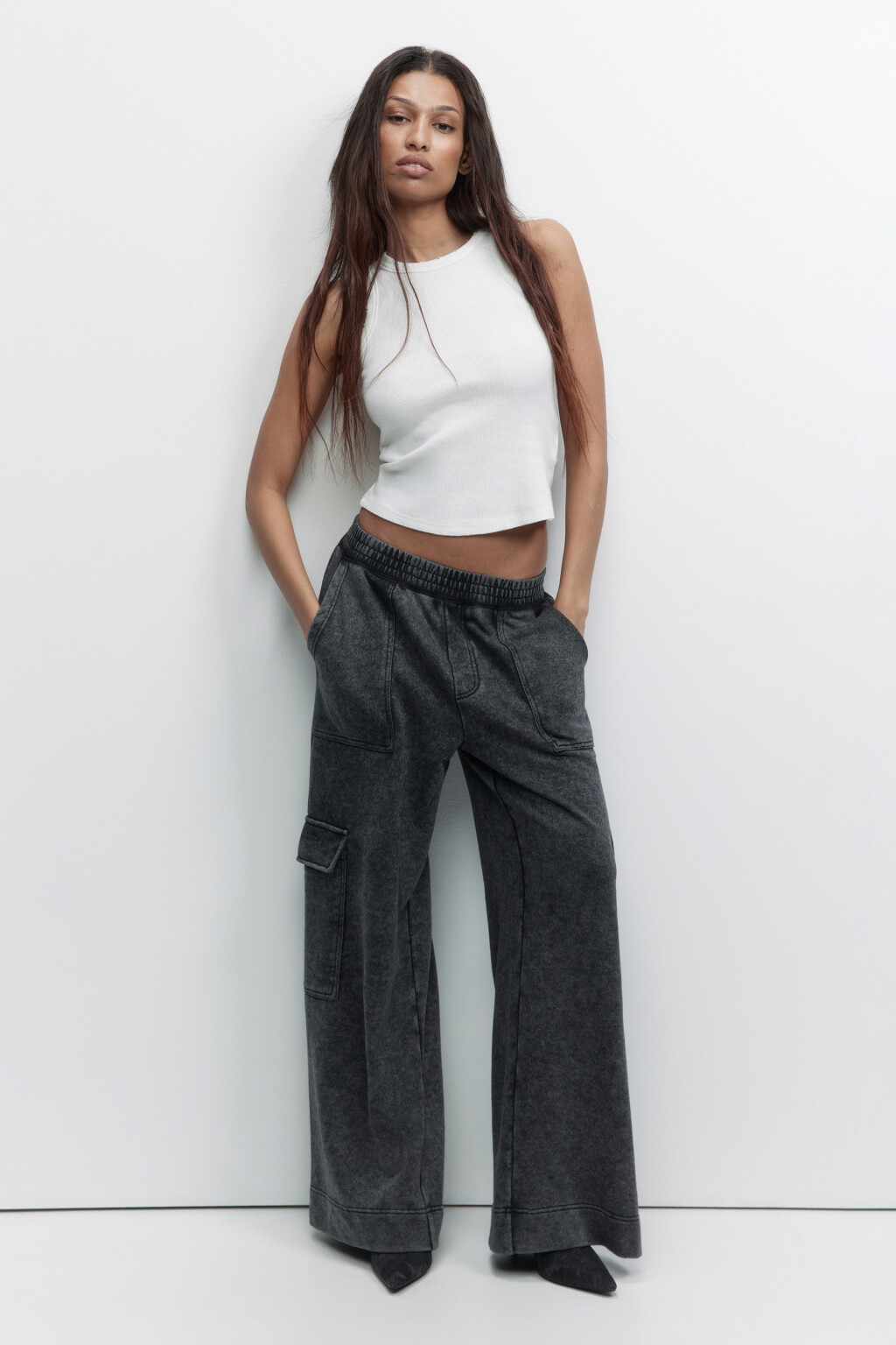 Майка хлопковая рваная с состаренным эффектом - цвет белый - 4