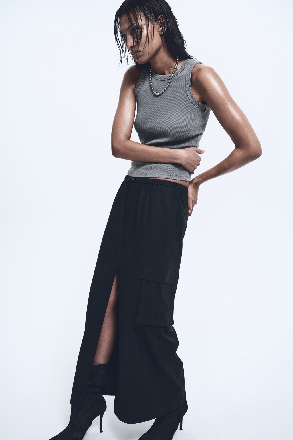 Майка хлопковая рваная с состаренным эффектом - цвет серый - 7