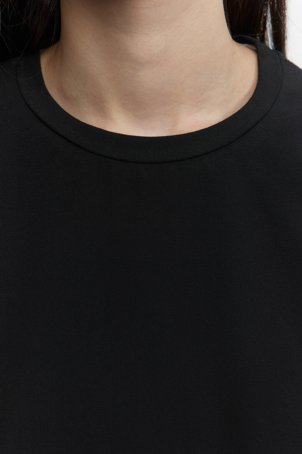 Лонгслив прямой хлопковый в базовых цветах - цвет черный - 8
