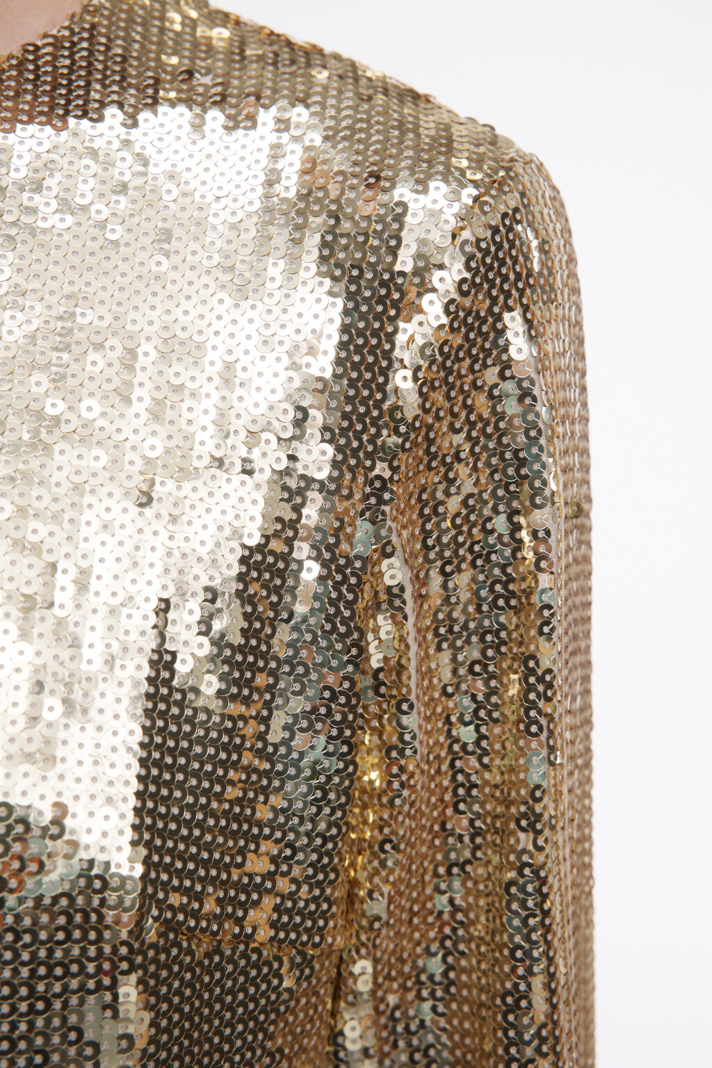 Платье из пайеток с длинными рукавами и воланом - цвет желтый - 9