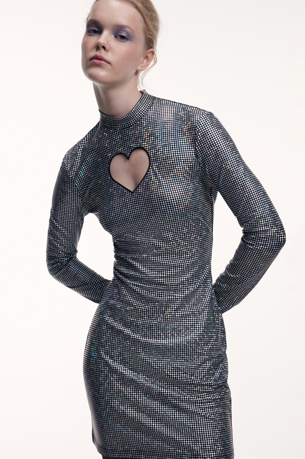 Платье мини облегающее с вырезом-сердцем - цвет мультиколор - 1