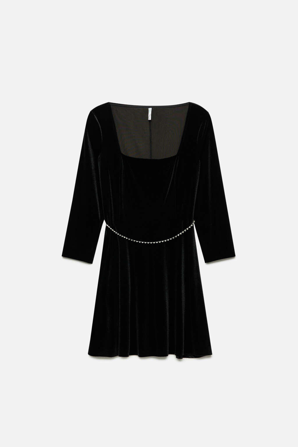 Платье бархатное с пояском из страз - цвет черный - 10