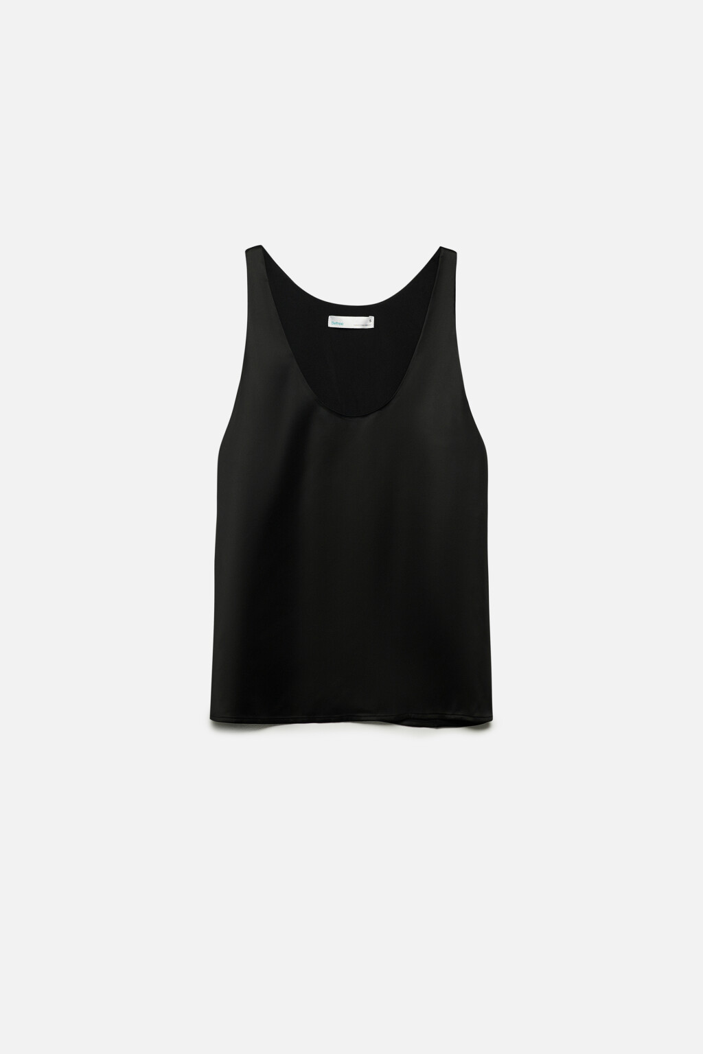 Майка-топ атласная на широких бретелях - цвет черный - 8