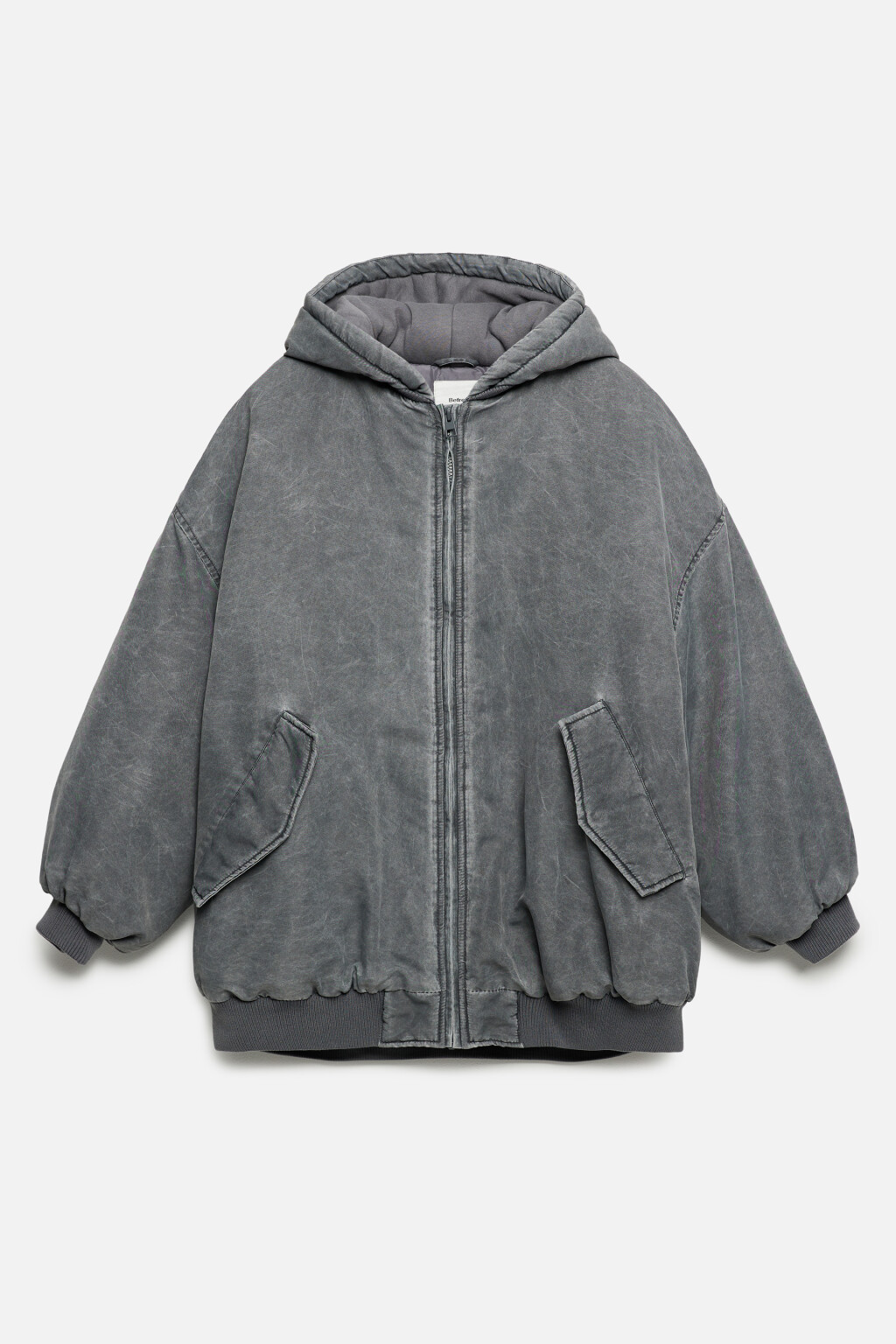 Куртка-бомбер с капюшоном и состаренным эффектом - цвет серый - 13