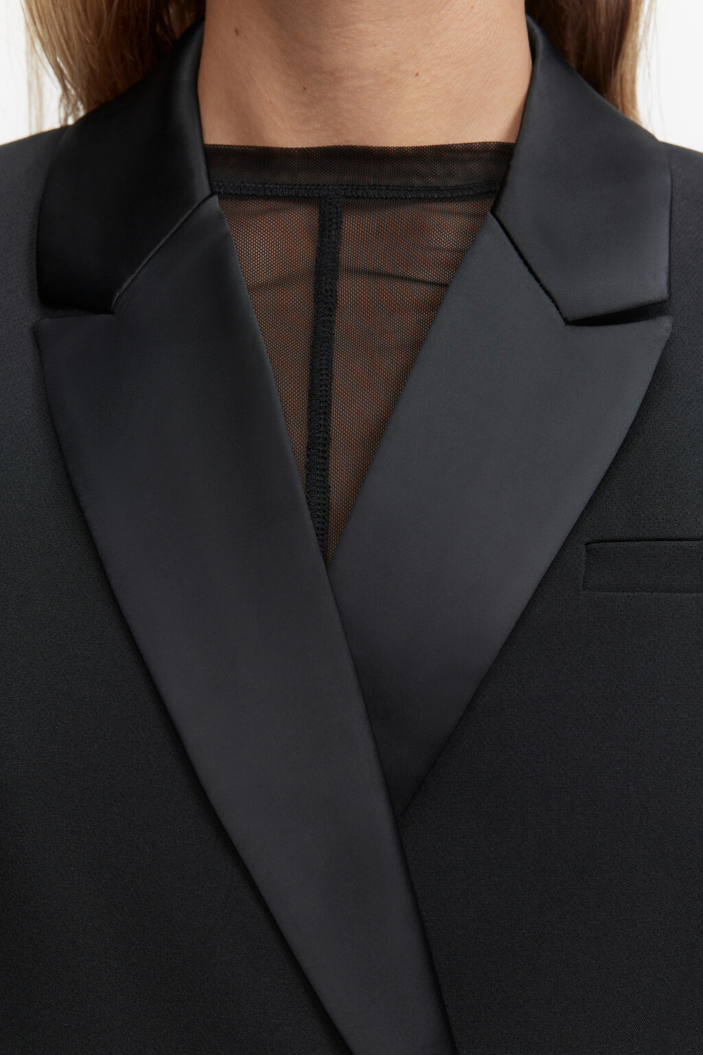 Пиджак приталенный с атласными лацканами - цвет черный - 9