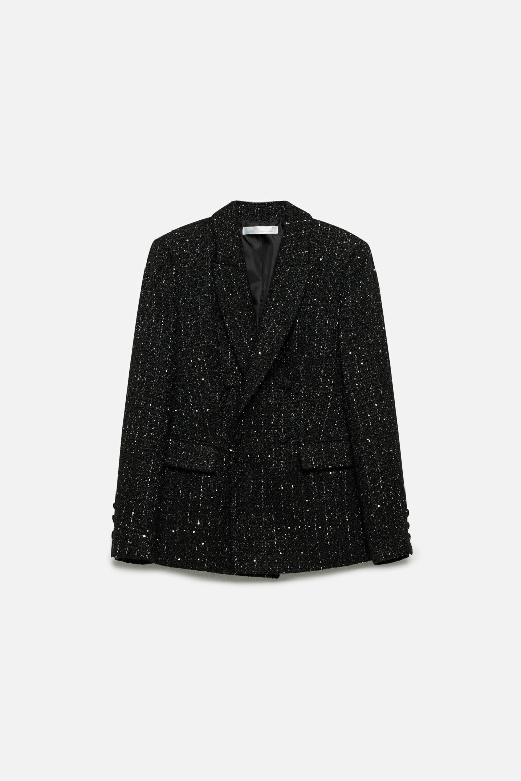 Пиджак твидовый с блестящими нитями - цвет черный - 10