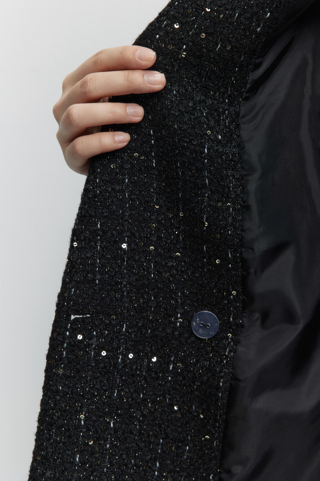 Пиджак твидовый с блестящими нитями - цвет черный - 7