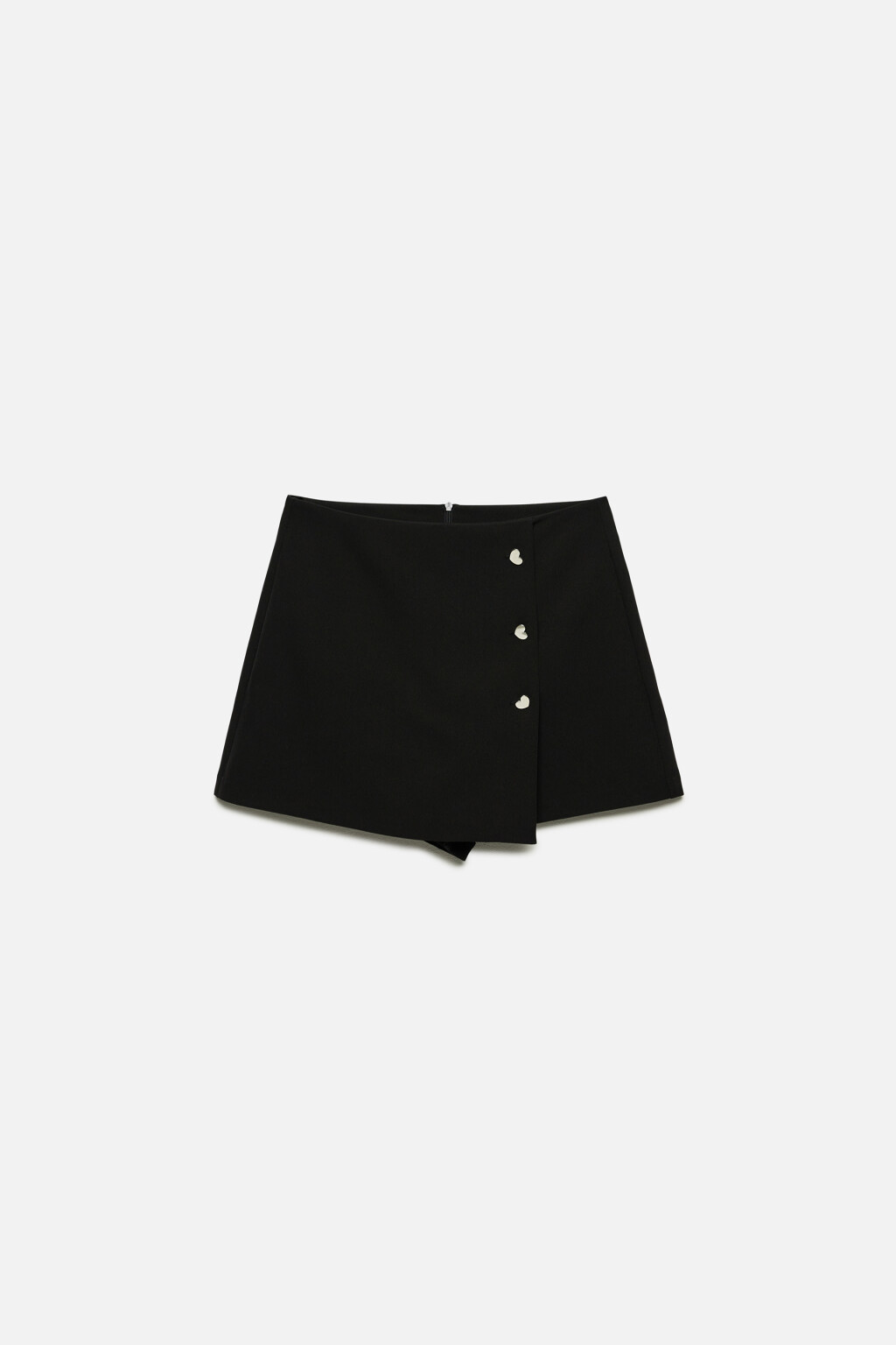 Юбка-шорты с запахом и пуговицами-сердечками - цвет черный - 8