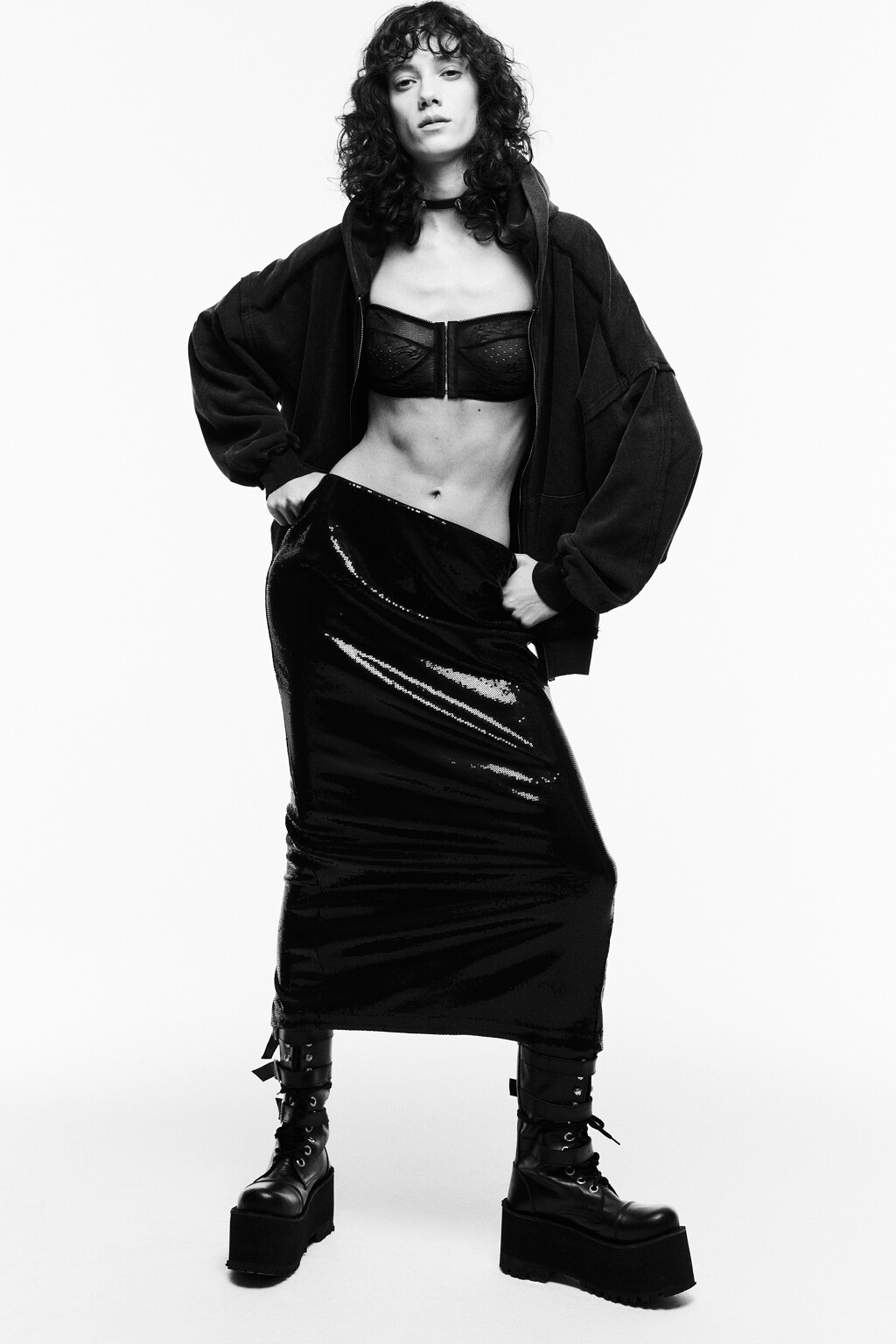 Юбка миди облегающая из блестящих пайеток - цвет черный - 9