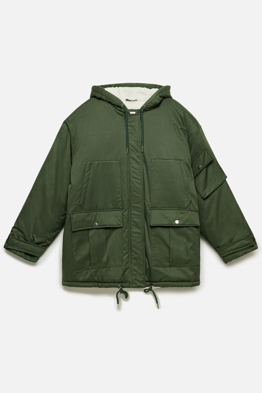 Куртка-парка с меховой подкладкой и капюшоном - цвет зеленый - 9