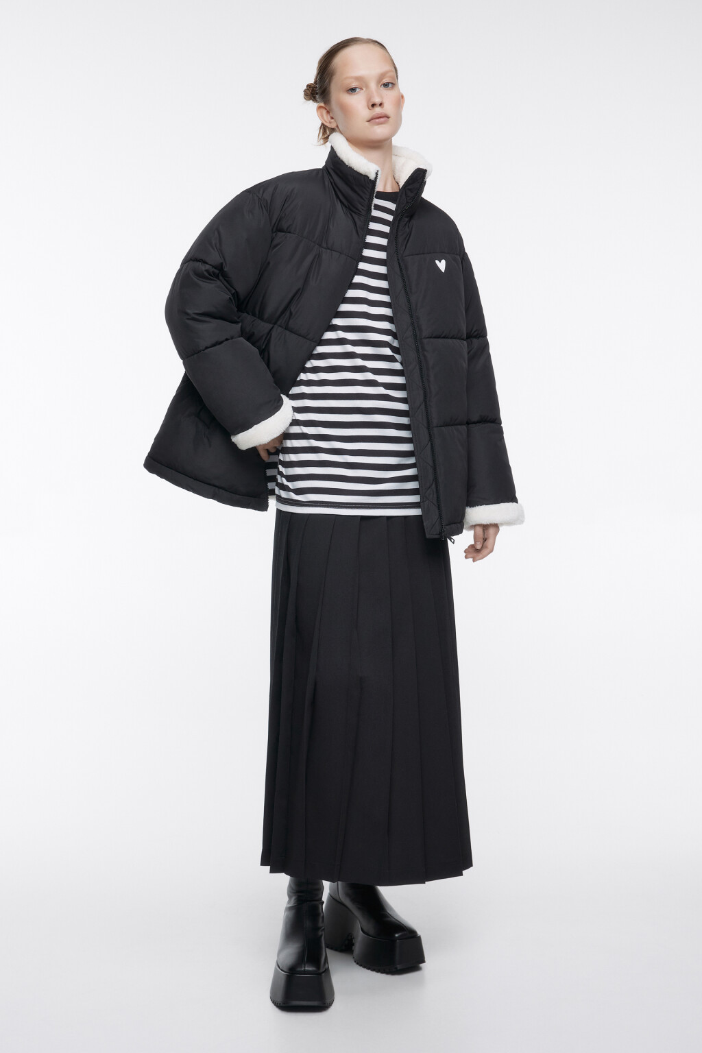 Куртка стеганая с меховой подкладкой - цвет черный - 2