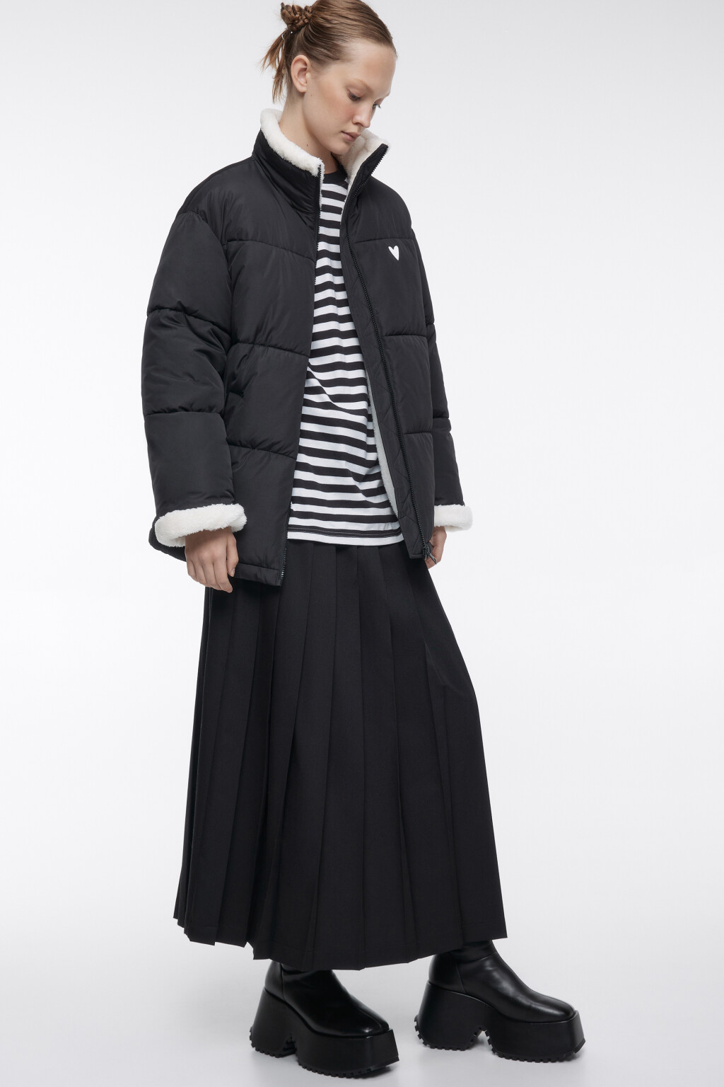 Куртка стеганая с меховой подкладкой - цвет черный - 1