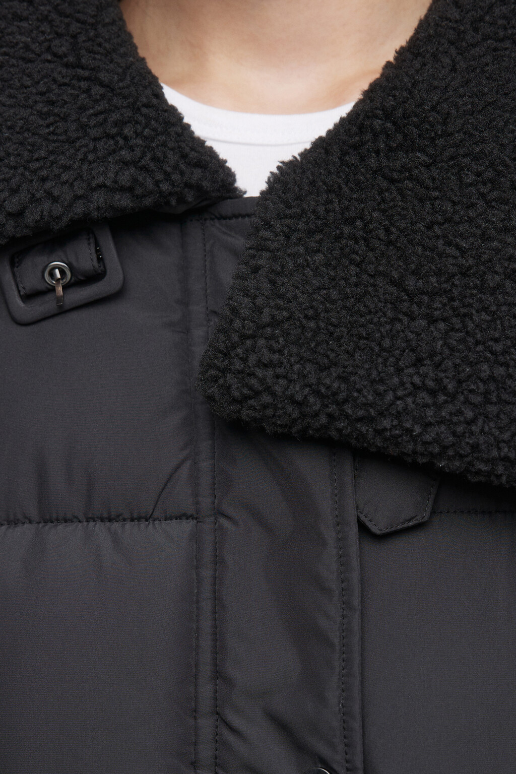Куртка стеганая с асимметричным воротником - цвет черный - 6