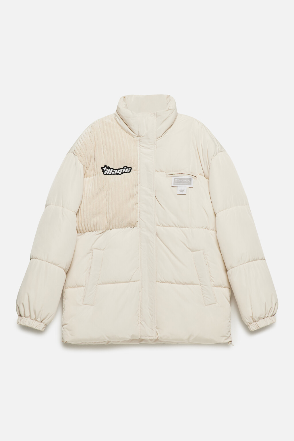 Куртка стеганая с принтом и вельветовой вставкой - цвет молочный - 9