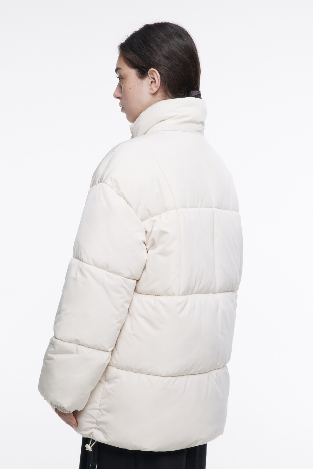 Куртка стеганая с принтом и вельветовой вставкой - цвет молочный - 4