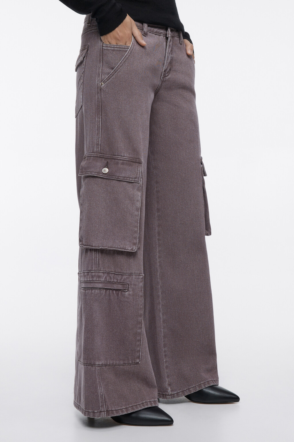 Джинсы-карго широкие с низкой посадкой - цвет коричневый - 2