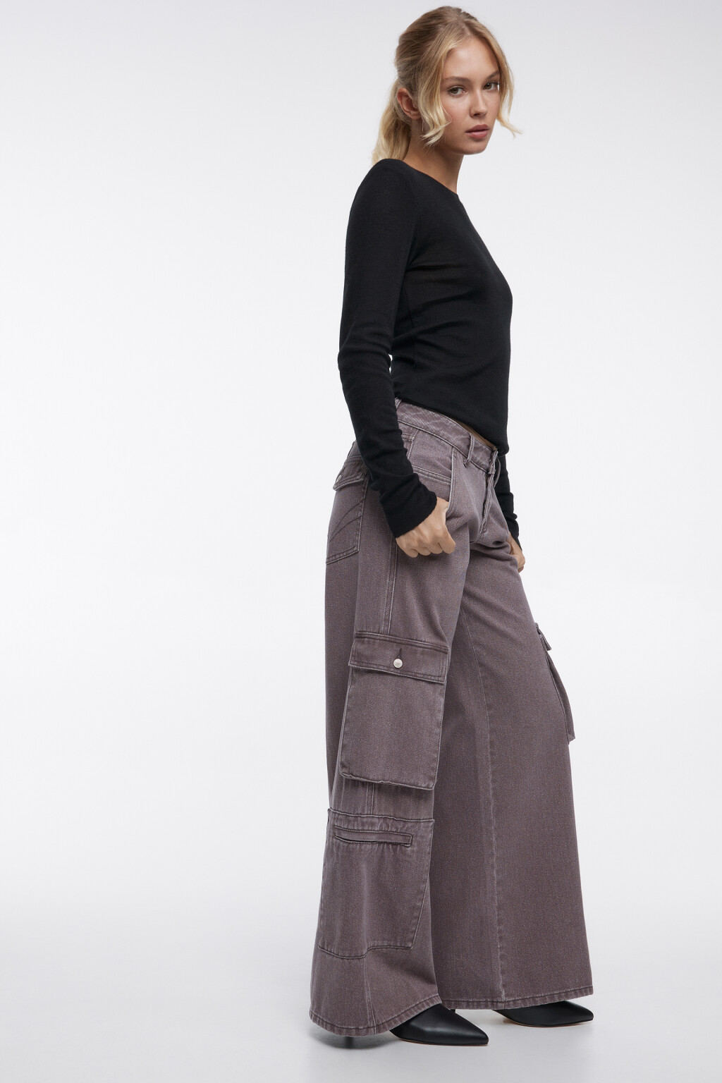Джинсы-карго широкие с низкой посадкой - цвет коричневый - 5