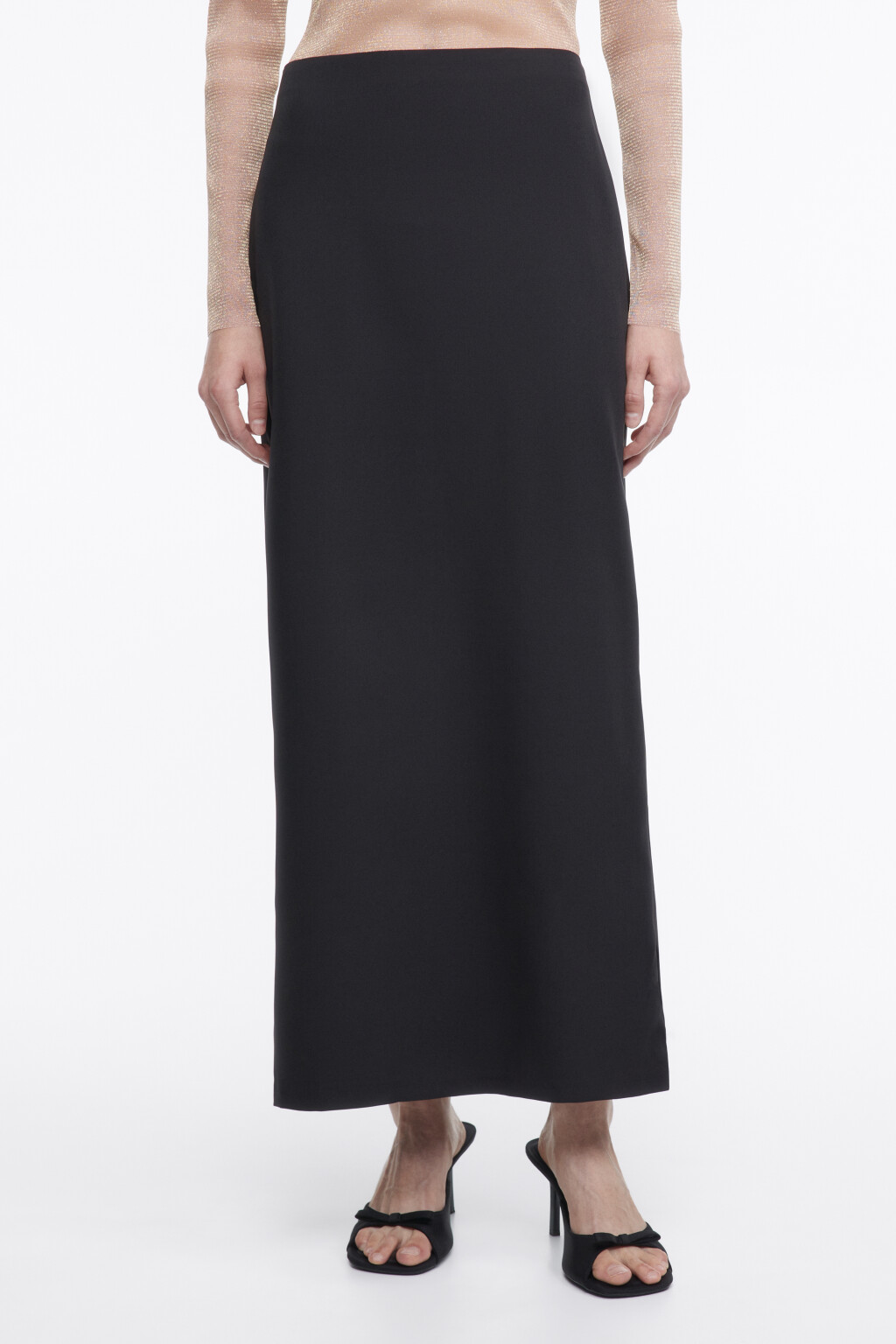 Юбка-карандаш макси костюмная с разрезом - цвет черный - 3