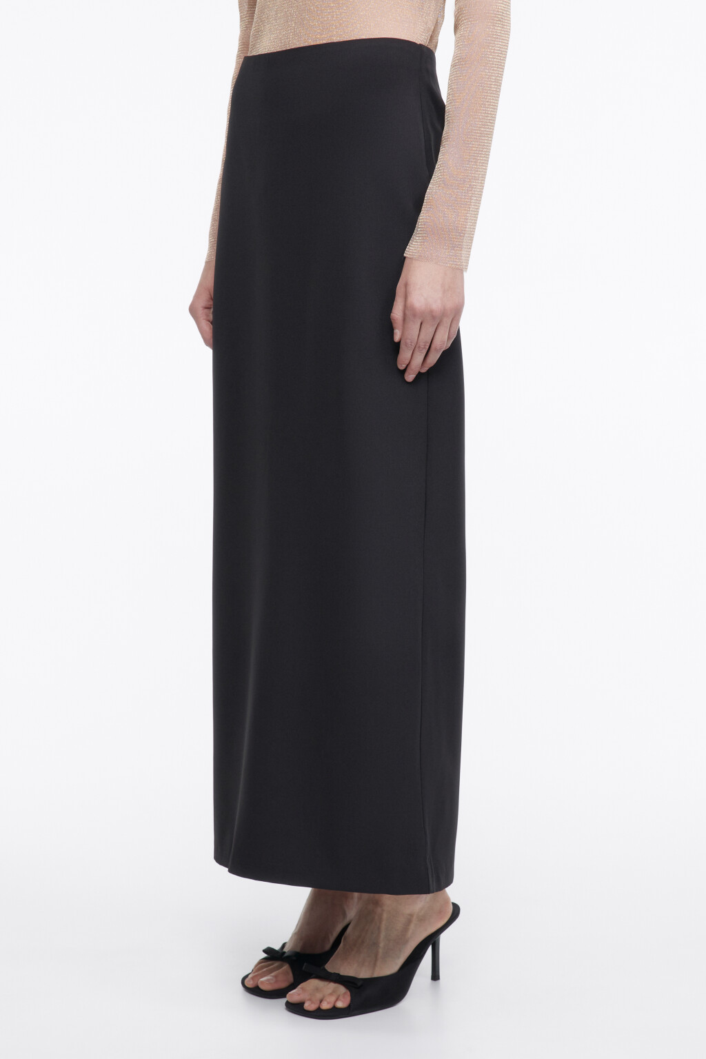 Юбка-карандаш макси костюмная с разрезом - цвет черный - 4